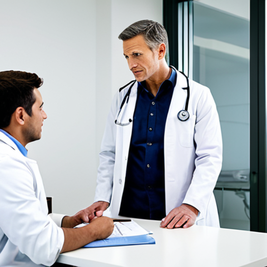 전립선암 방사선 치료 후기 - Medical Consultation**

"A doctor in a professional white coat, discussing treatment options with a ...