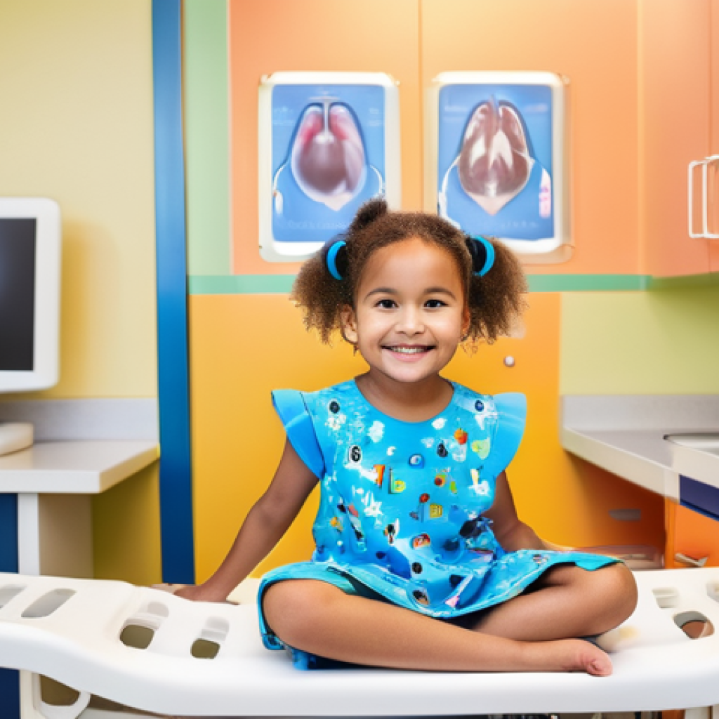 소아 방사선 검사 기준 - **Prompt:** A happy and calm young child, approximately 4-5 years old, wearing comfortable, brightly...