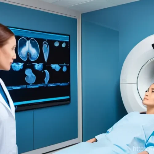 Home 26 CT 검사와 방사선 노출 위험 비교 - **Prompt 1: The Clarity of a CT Scan**
"A compassionate female radiologist, wearing a clean whit...