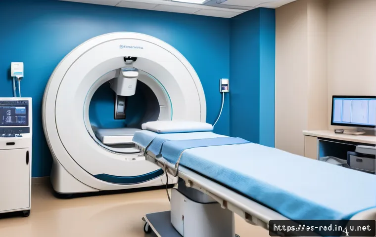 폐암 CT 검사 후기 - A modern medical imaging room with a state-of-the-art computed tomography (CT) scanner designed for ...